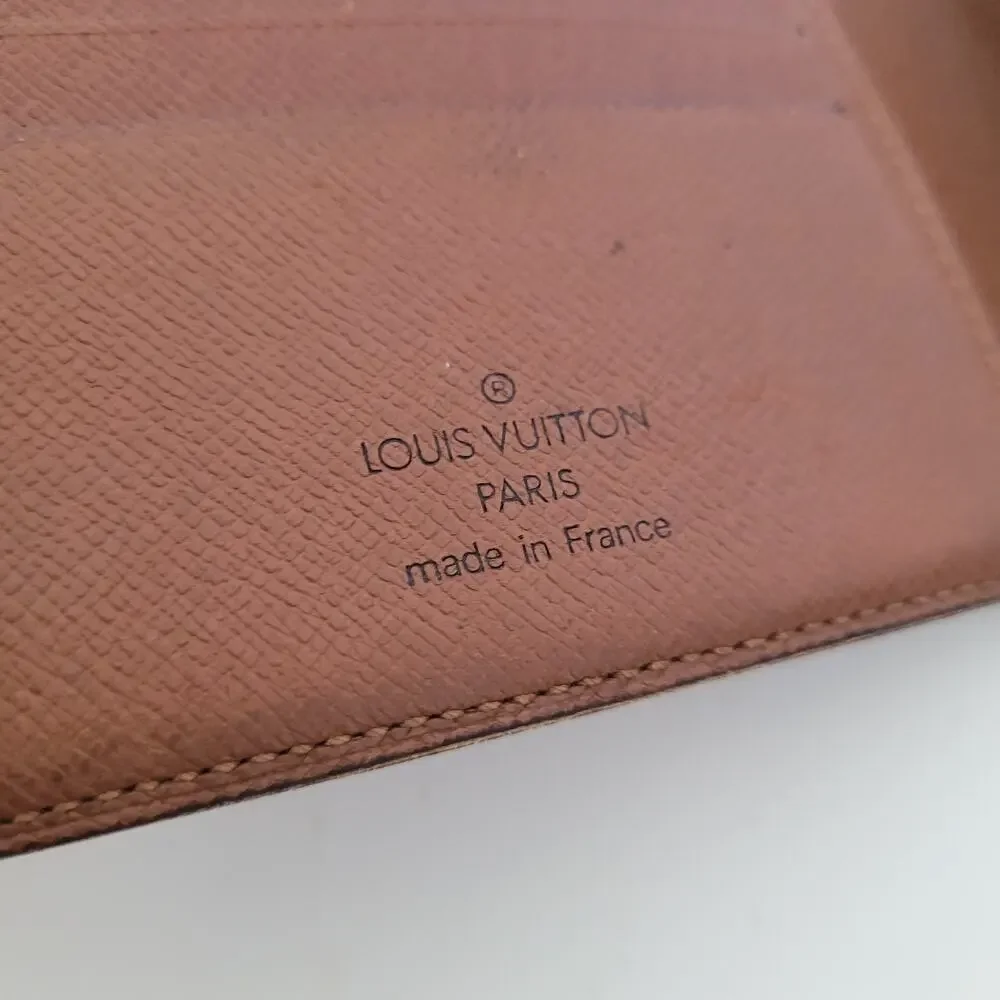 Vintage Louis Vuitton Men's LV Brown Bi-Fold Leather Wallet Monogram Card Bill